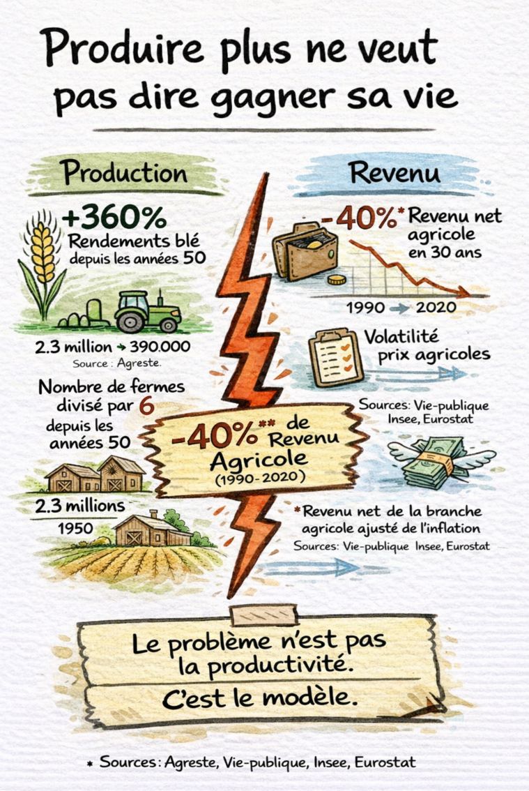 Produire plus… Production et revenu agricole en déclin